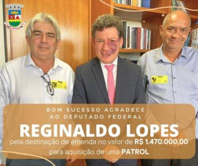 Agradecimento ao Deputado Federal Reginaldo Lopes