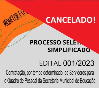 CANCELADO! Edital de Convocação – 01 (um) Monitor de Apoio a Comunicação, Linguagens e Tecnologias Assistivas – AEE / Educação Especial – 15/08/2023