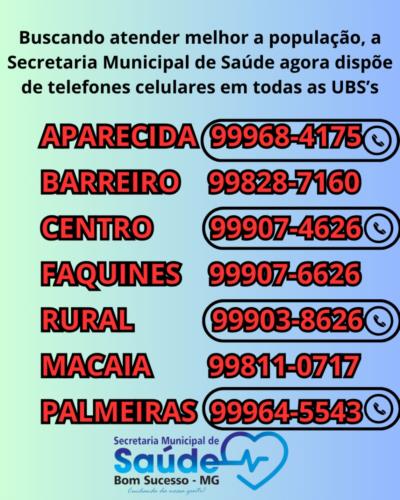 Novos telefones das UBS's para atender melhor a população