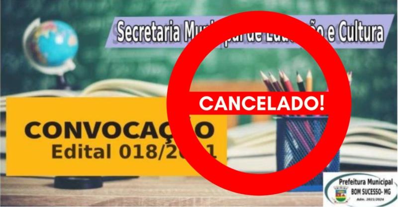 CANCELADO - EDITAL DE CONVOCAÇÃO- 01 (um) Professores de Educação Básica (anos iniciais do Ensino Fundamental, Creche e Pré-Escola e EJA anos iniciais)