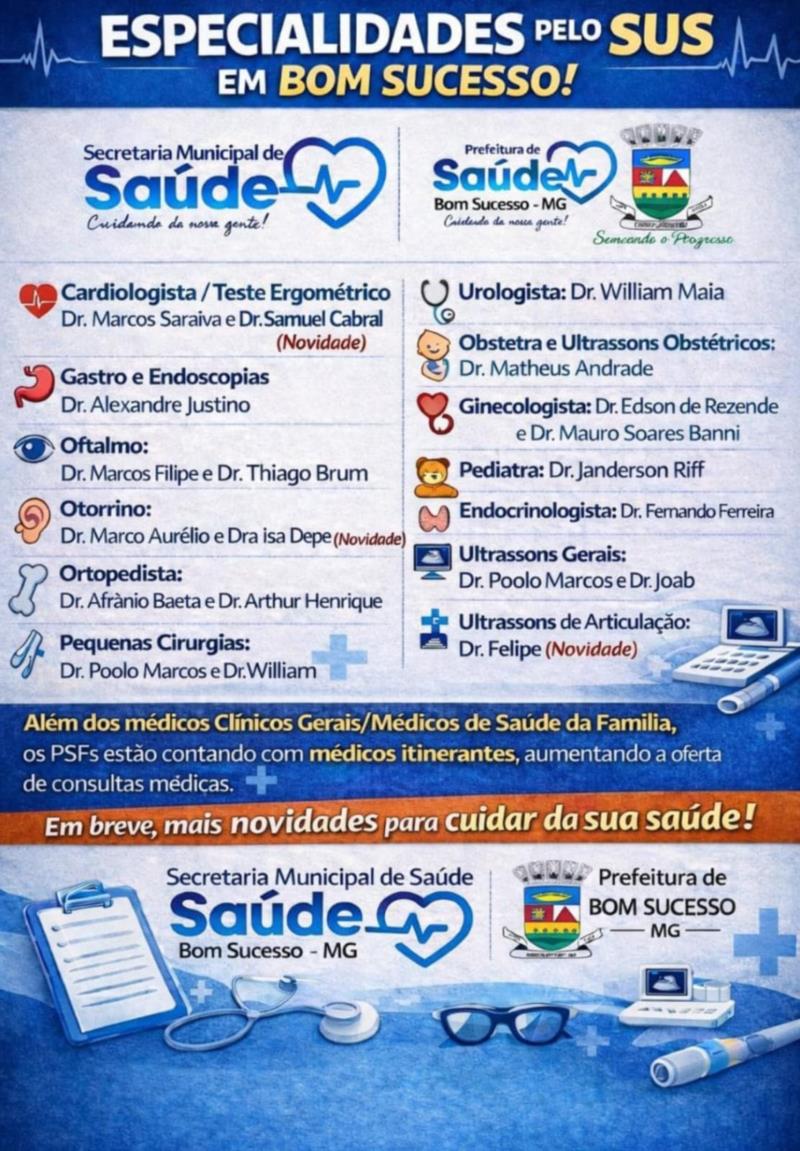Divulgação das Especialidades pelo SUS em Bom Sucesso