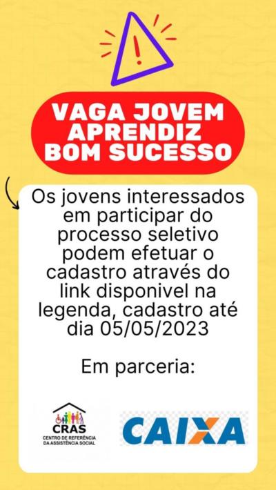 Vaga para Jovem Aprendiz em Bom Sucesso!