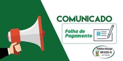 Comunicado Folha De Pagamento Data Pagamento: 04/10/2021