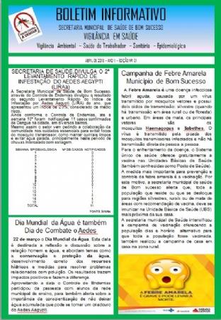 BOLETIM INFORMATIVO – SECRETARIA MUNICIPAL DE SAÚDE – ABRIL DE 2018 EDIÇÃO Nº 01