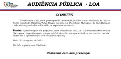 AUDIENCIA PUBLICA PARA ELABORAÇÃO DA LOA